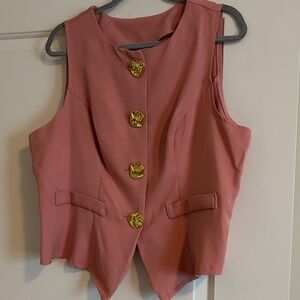 SHEIN Rose Pink Asymmetrical Skirt with Gold Buttons